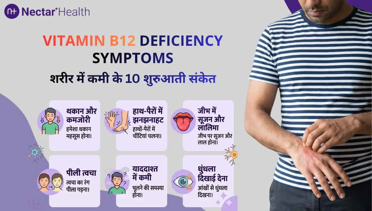 Vitamin B12 ki Kami ke Lakshan: शुरुआती संकेत, कारण, जाँच और इलाज
